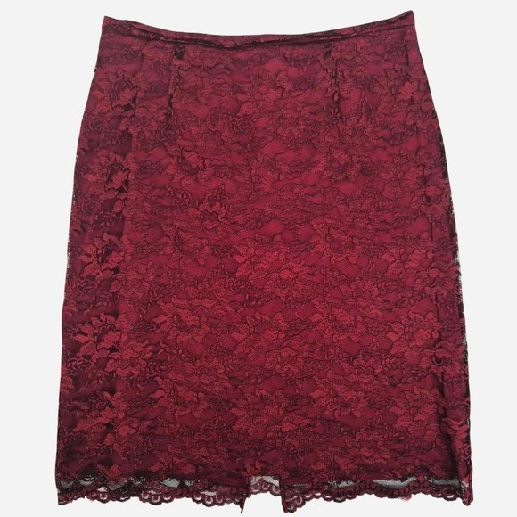 Worthington Dresses & Skirts - Vintage Worthington red lace midi skirt with zipper closure. Size: 10